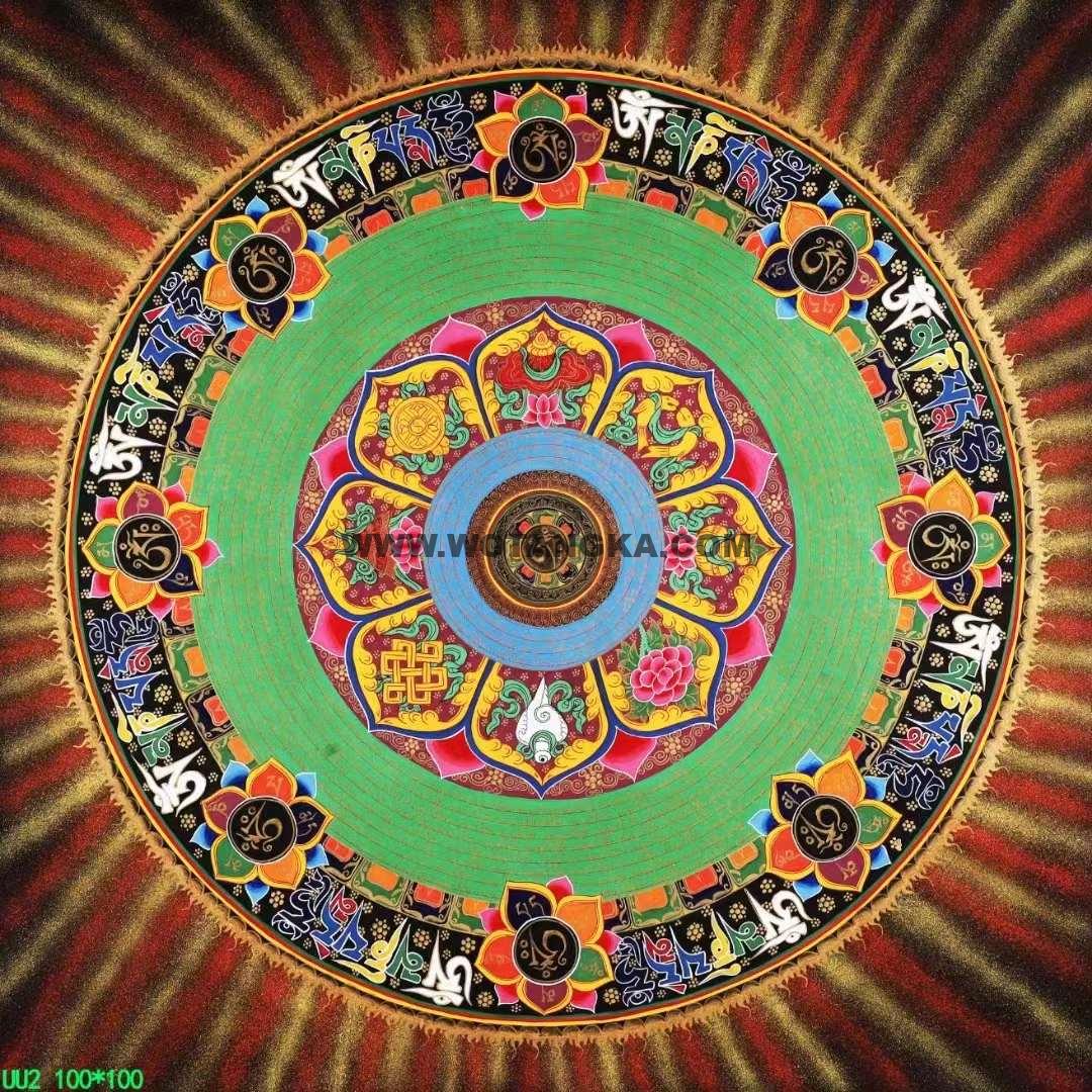 编号138-640065:彩绘唐卡-吉祥八宝坛城(100*100CM左右)