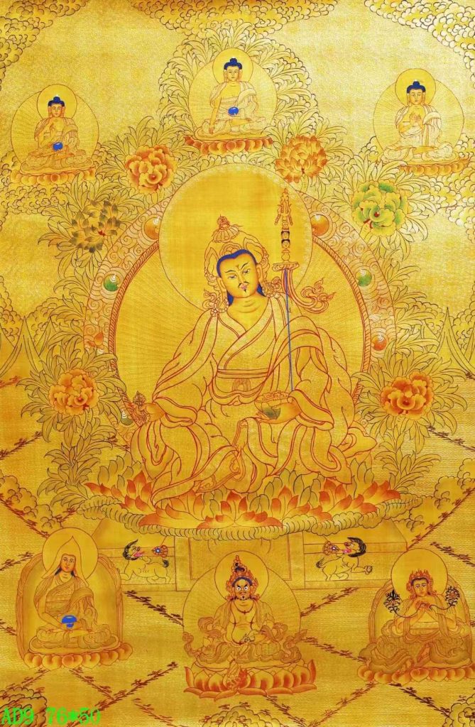 编号138-660586：黄金唐卡-莲花生大士（76*50CM左右）