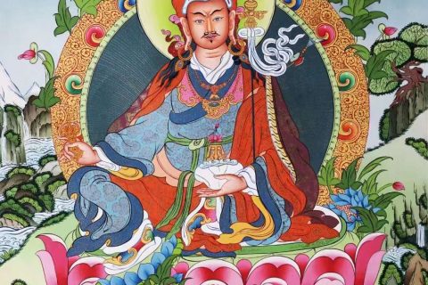编号138-684929：彩绘唐卡-莲花生大士（64*48CM左右）
