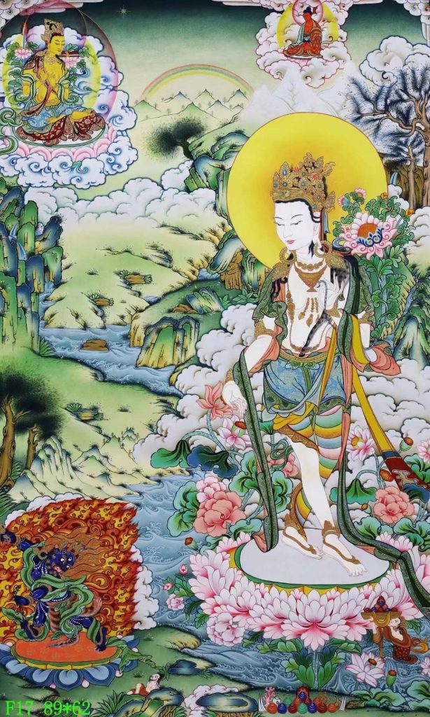 编号138-702510：彩绘唐卡-观音菩萨·雪域三怙主（89*62CM左右）