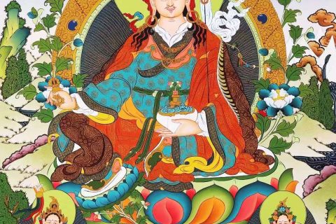 编号138-703013：彩绘唐卡-莲花生大士（75*50CM左右）