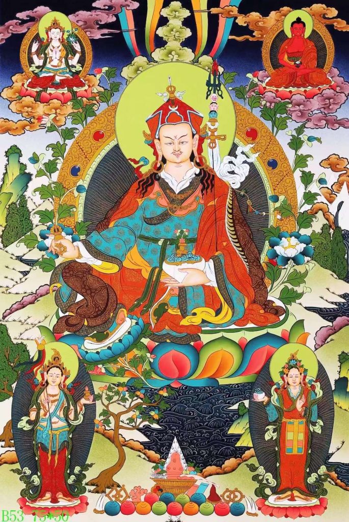 编号138-703013：彩绘唐卡-莲花生大士（75*50CM左右）