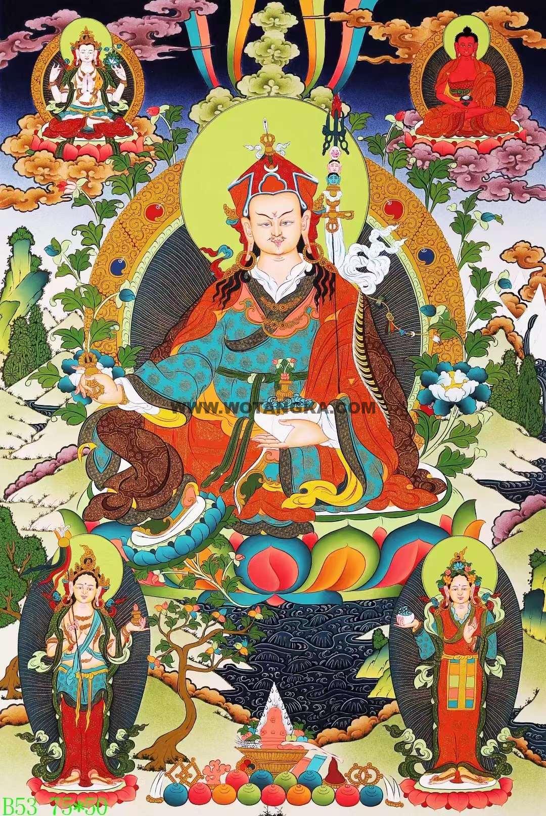 编号138-703013:彩绘唐卡-莲花生大士(75*50CM左右)