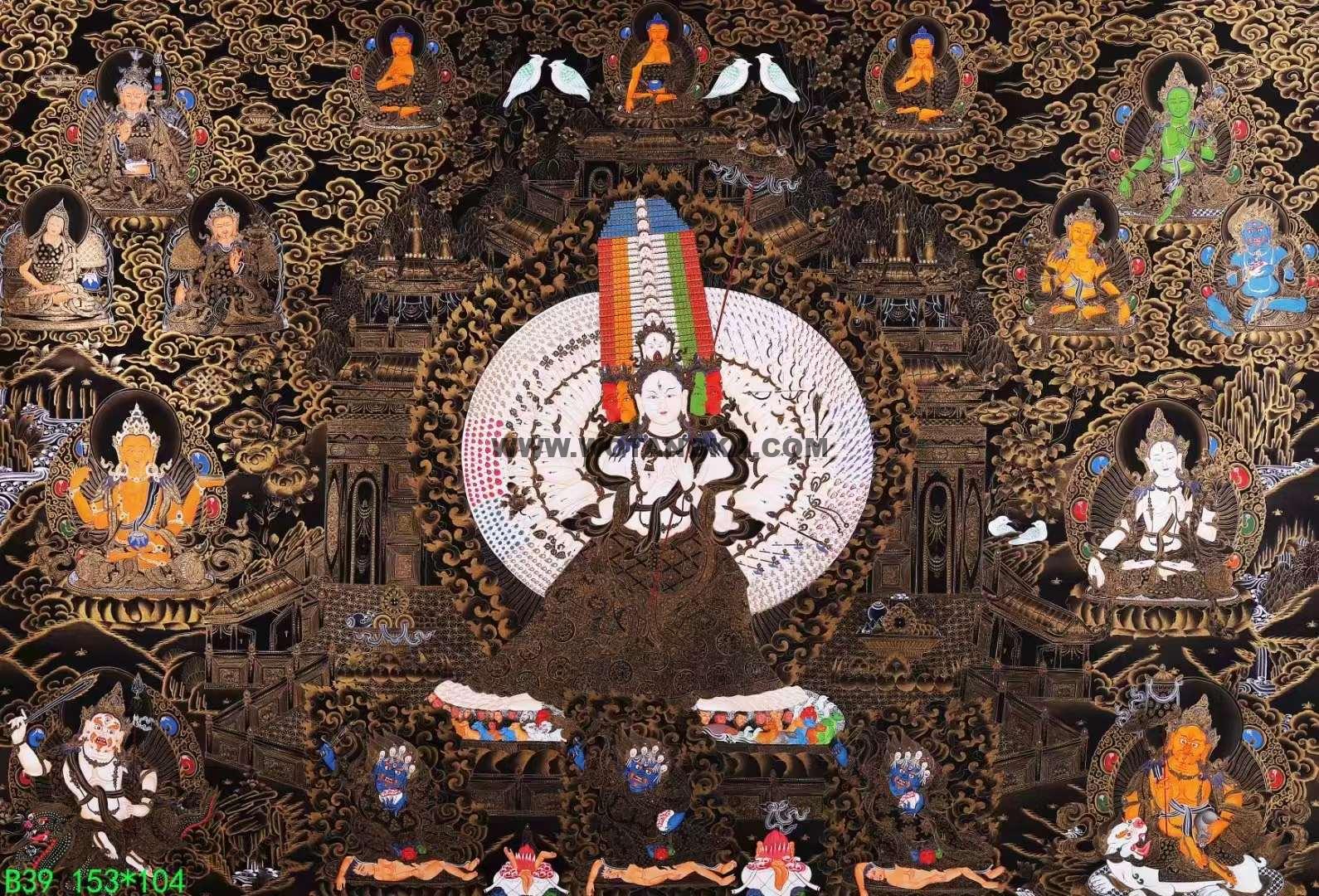 编号138-788704:黑金唐卡-大白伞盖佛母(153*104CM左右)