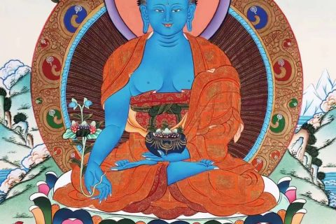 编号138-870089：彩绘唐卡-药师佛（61*42CM左右）