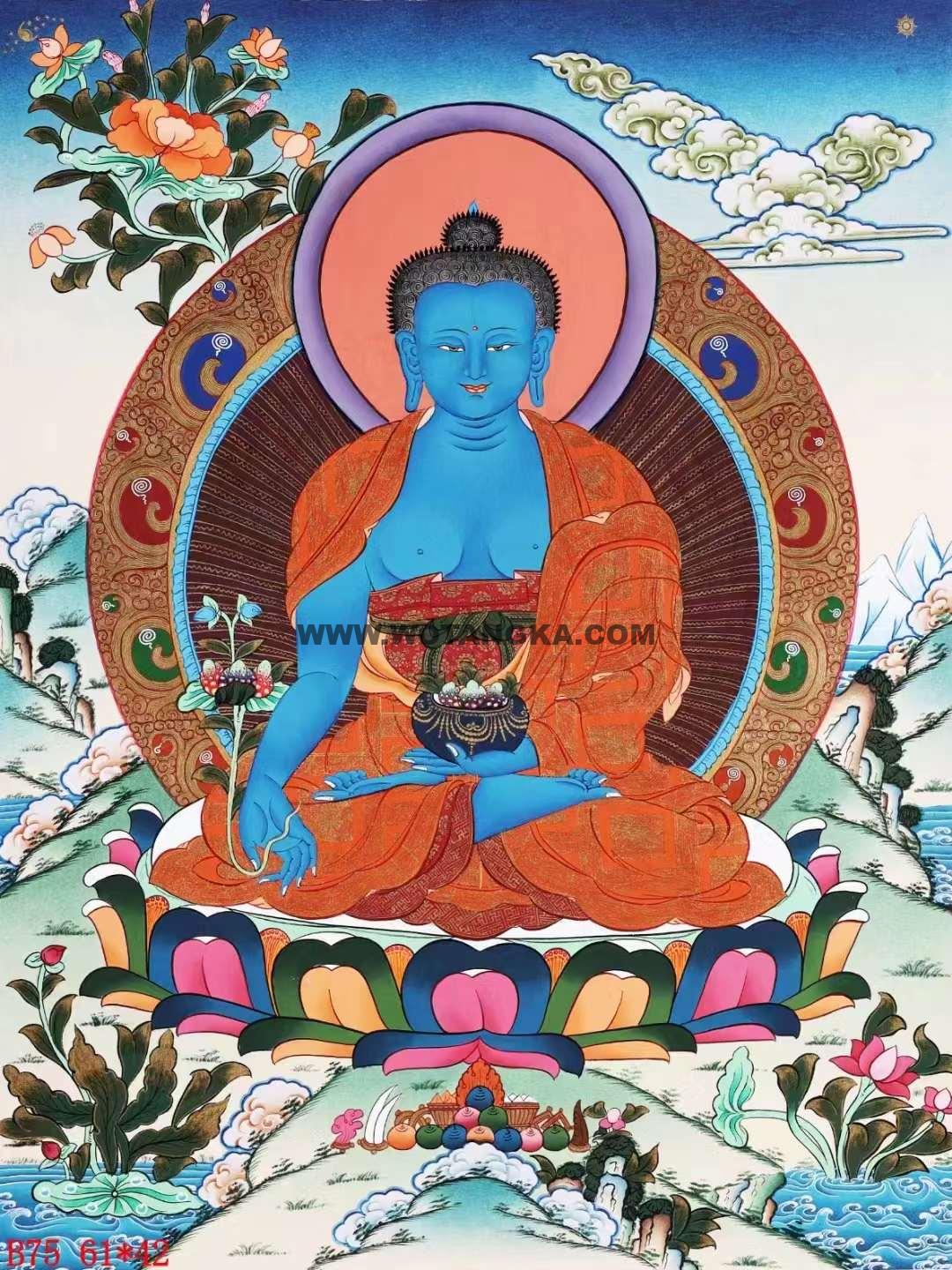 编号138-870089：彩绘唐卡-药师佛（61*42CM左右）