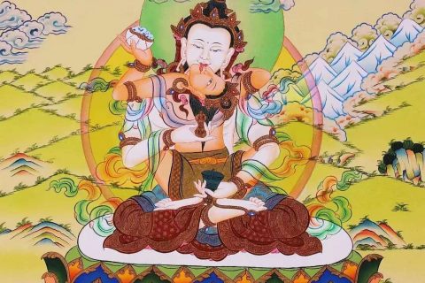 编号138-914877：彩绘唐卡-金刚萨埵双修（60*42CM左右）