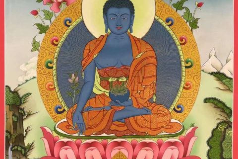 编号157-137406：彩绘唐卡-药师佛（65*45CM左右）