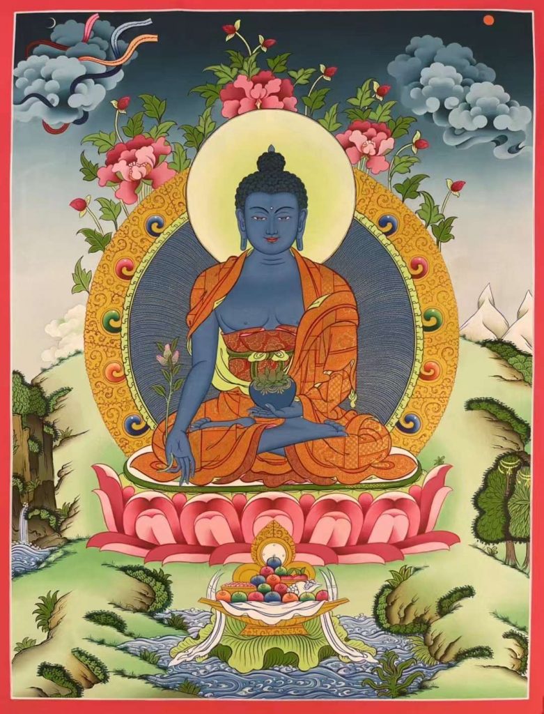 编号157-137406：彩绘唐卡-药师佛（65*45CM左右）