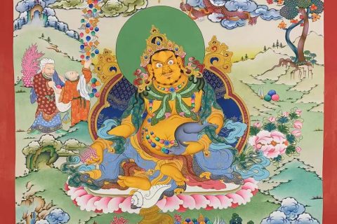 编号157-291307：彩绘唐卡-黄财神（100*70CM左右）