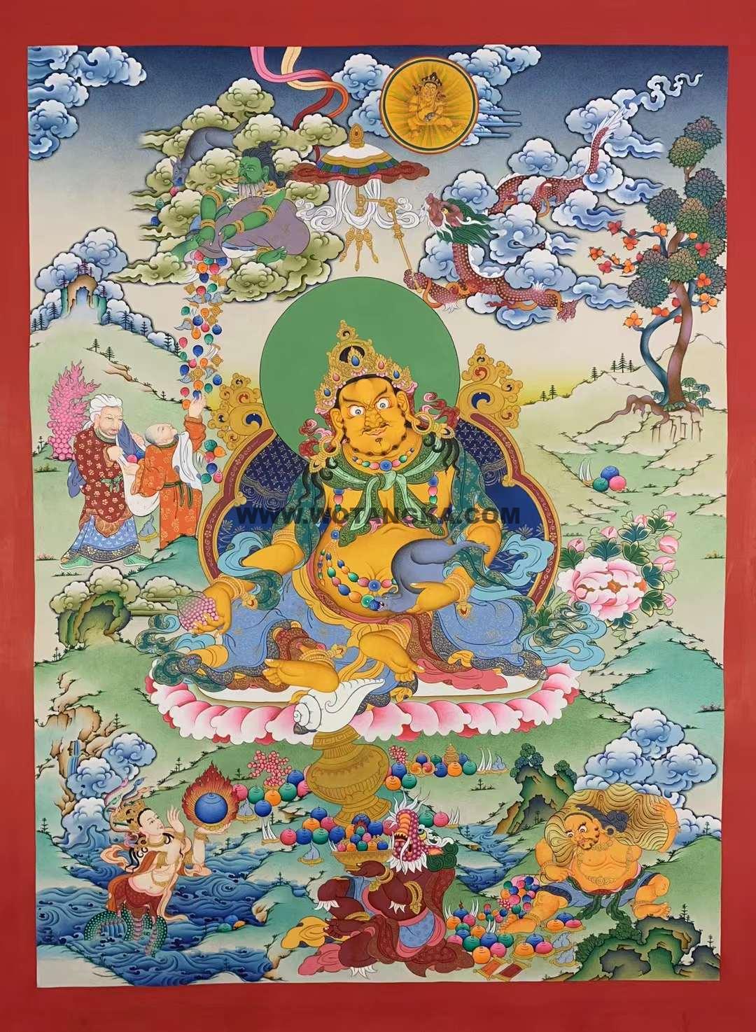 编号157-291307：彩绘唐卡-黄财神（100*70CM左右）