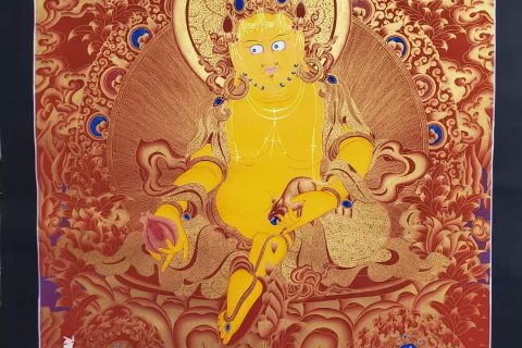 编号157-803013：红金唐卡-五方财神（75*50CM左右）