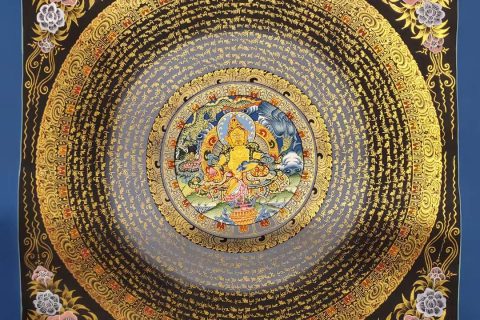 编号160-161542：彩绘唐卡-黄财神坛城（70*70CM左右）