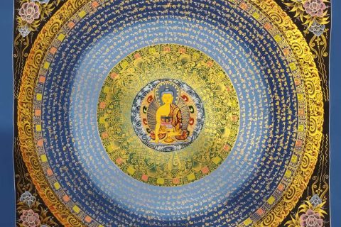 编号160-180637：彩绘唐卡-释迦牟尼佛坛城（70*70CM左右）