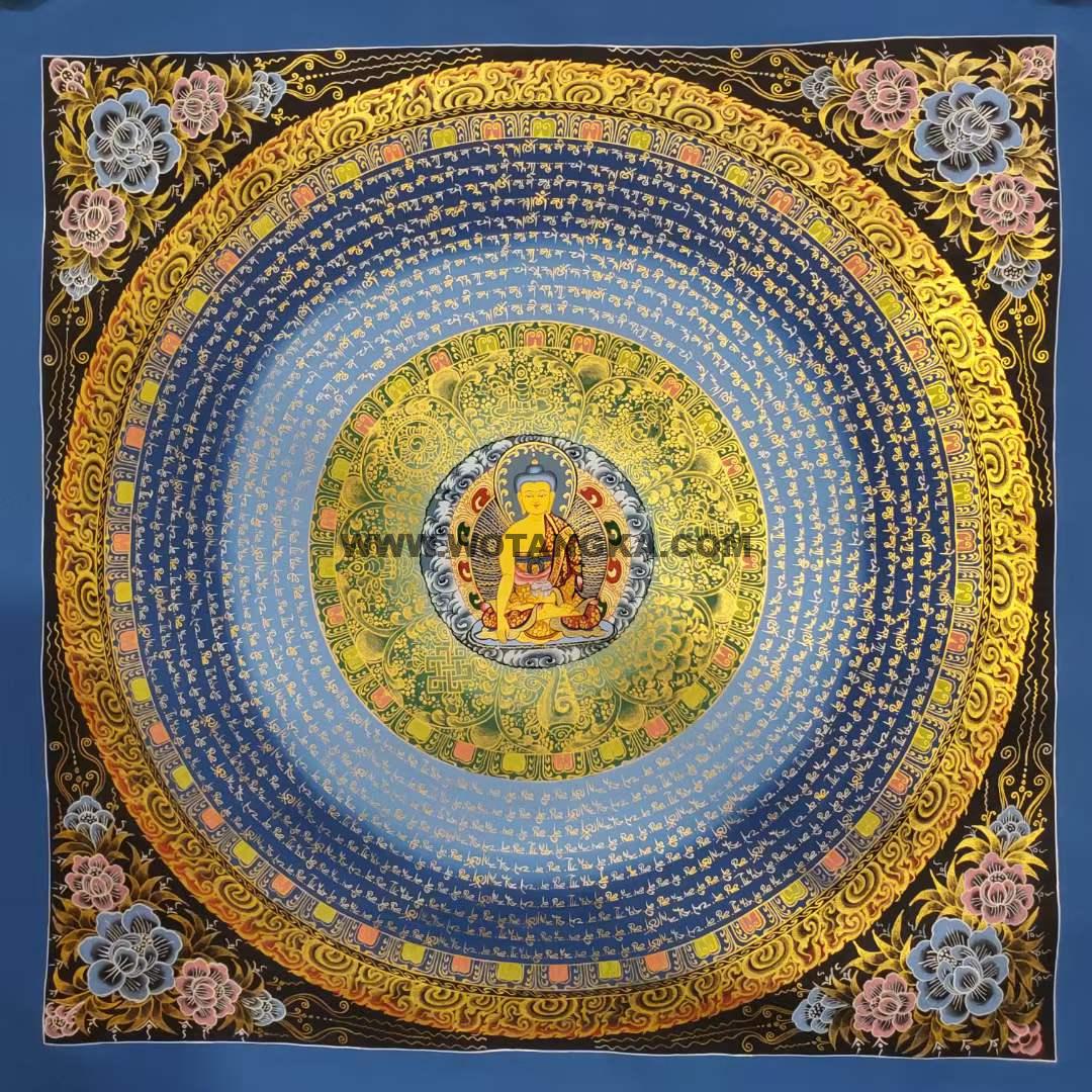 编号160-180637：彩绘唐卡-释迦牟尼佛坛城（70*70CM左右）