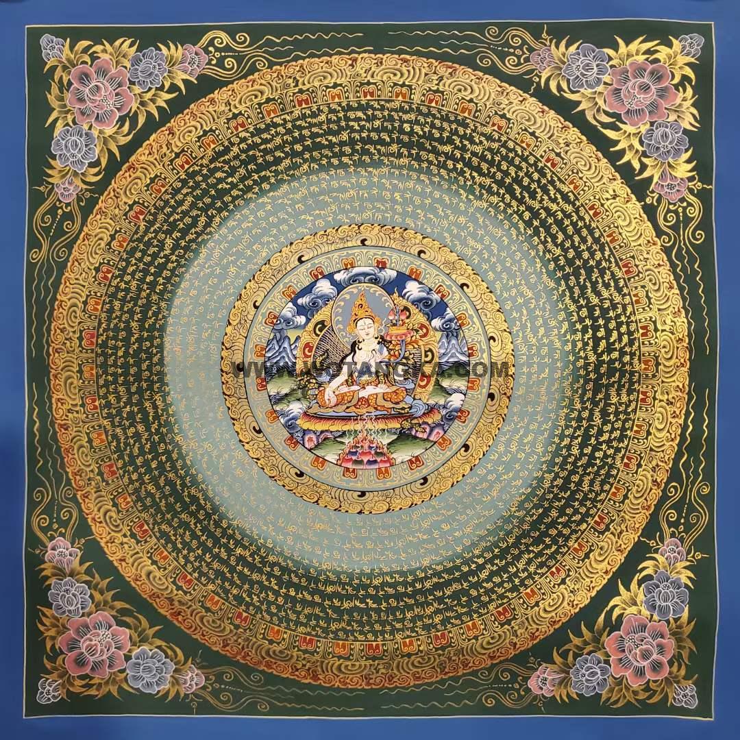 编号160-207815：彩绘唐卡-白度母坛城（70*70CM左右）