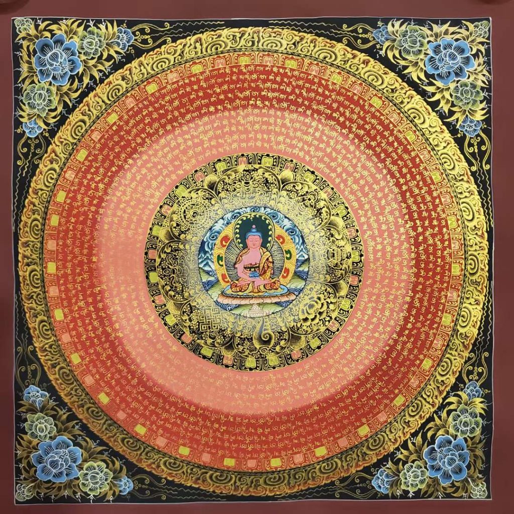 编号160-323022：彩绘唐卡-阿弥陀佛坛城（70*70CM左右）