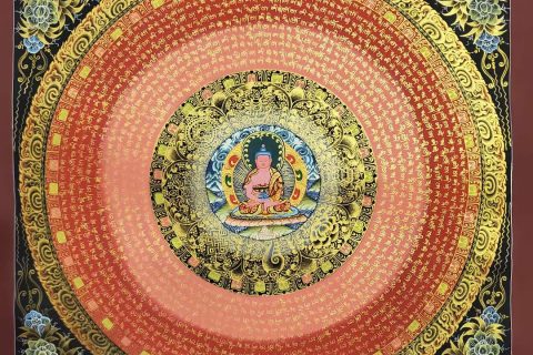 编号160-323022：彩绘唐卡-阿弥陀佛坛城（70*70CM左右）