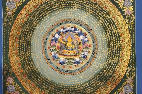 编号160-323316：彩绘唐卡-文殊菩萨坛城（70*70CM左右）