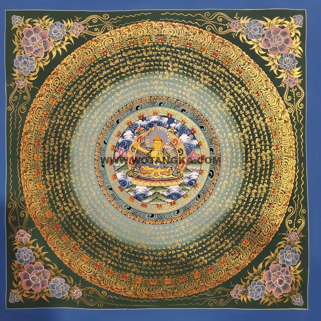 编号160-323316:彩绘唐卡-文殊菩萨坛城(70*70CM左右)