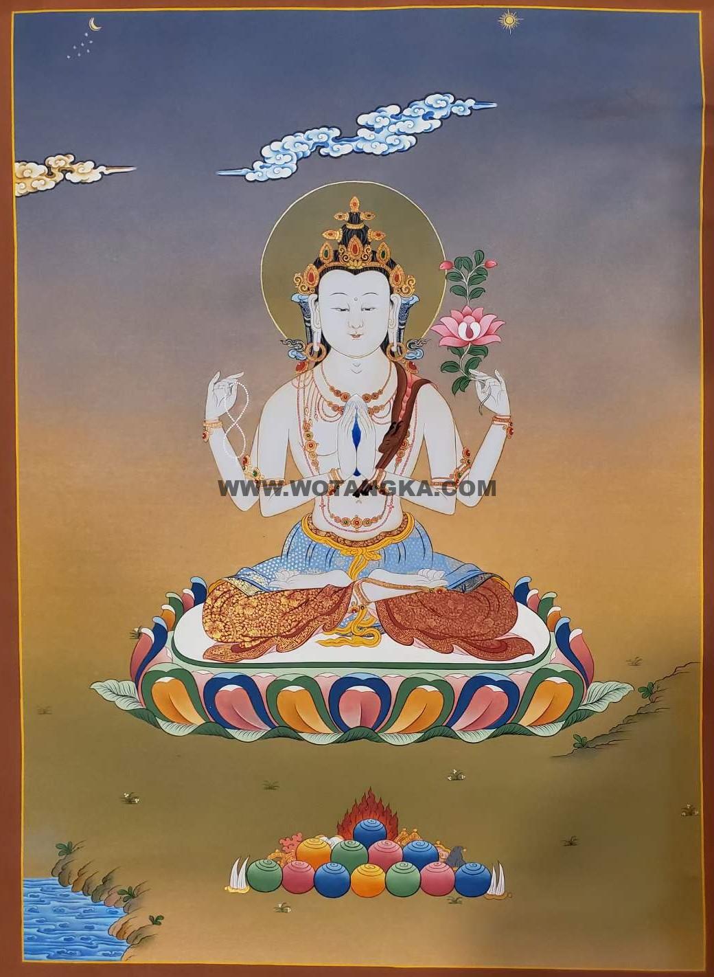 编号160-354180：嘎玛嘎赤-四臂观音（70*50CM左右）