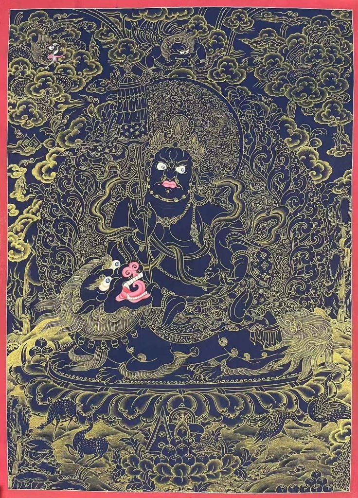 编号172-192333：黑金唐卡-财宝天王（90*60CM左右）