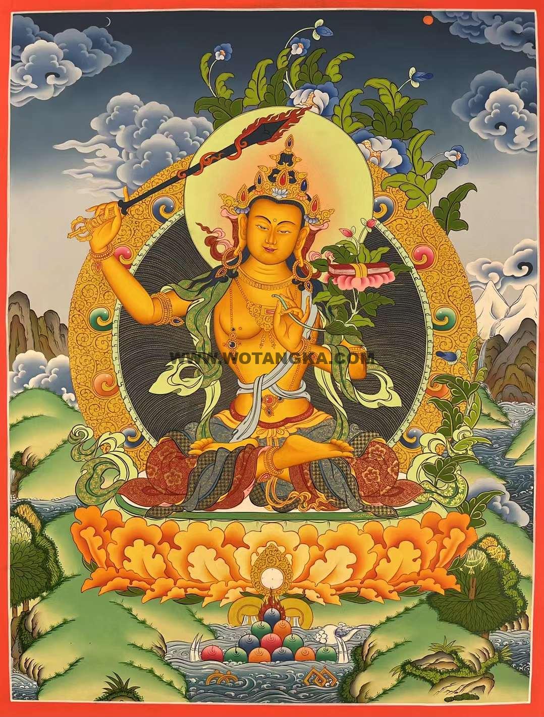 编号172-378432：彩绘唐卡-文殊菩萨（68*45CM左右）