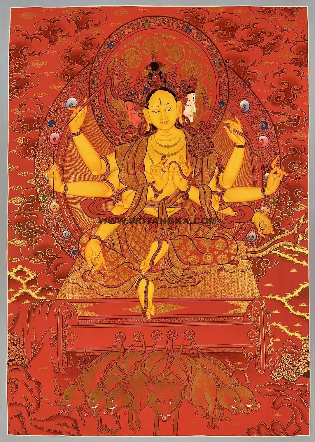 编号172-576794：红金唐卡-光明佛母·摩利支天（75*55CM左右）