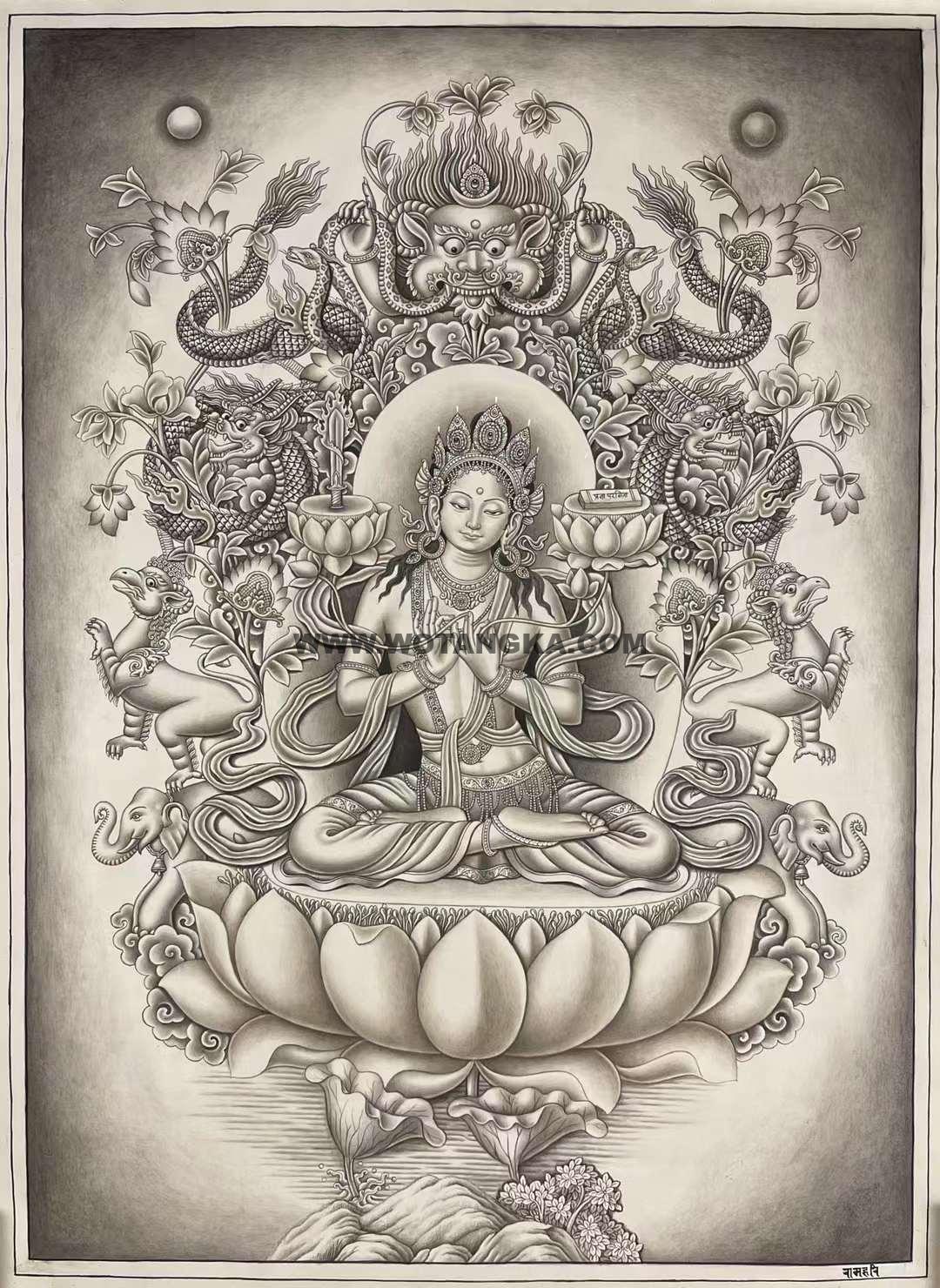 编号172-587679：彩绘唐卡-文殊菩萨（50*40CM左右）