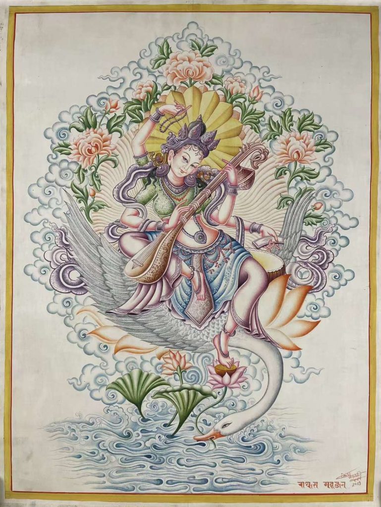 编号172-589802：彩绘唐卡-妙音天女（50*35CM左右）