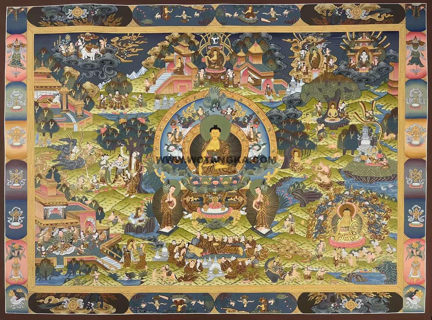 编号172-772012：彩绘唐卡-释迦牟尼佛·佛本身故事图（85*115CM左右）