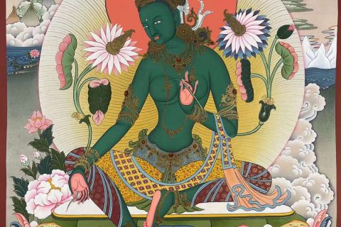 编号172-862793：彩绘唐卡-绿度母（60*45CM左右）