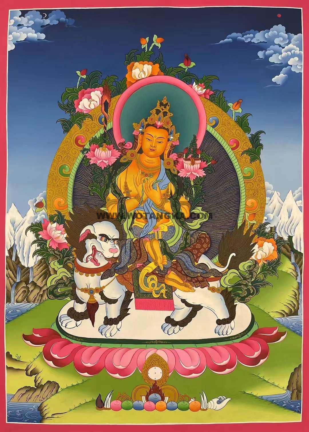 编号172-902229：彩绘唐卡-文殊菩萨（65*45CM左右）