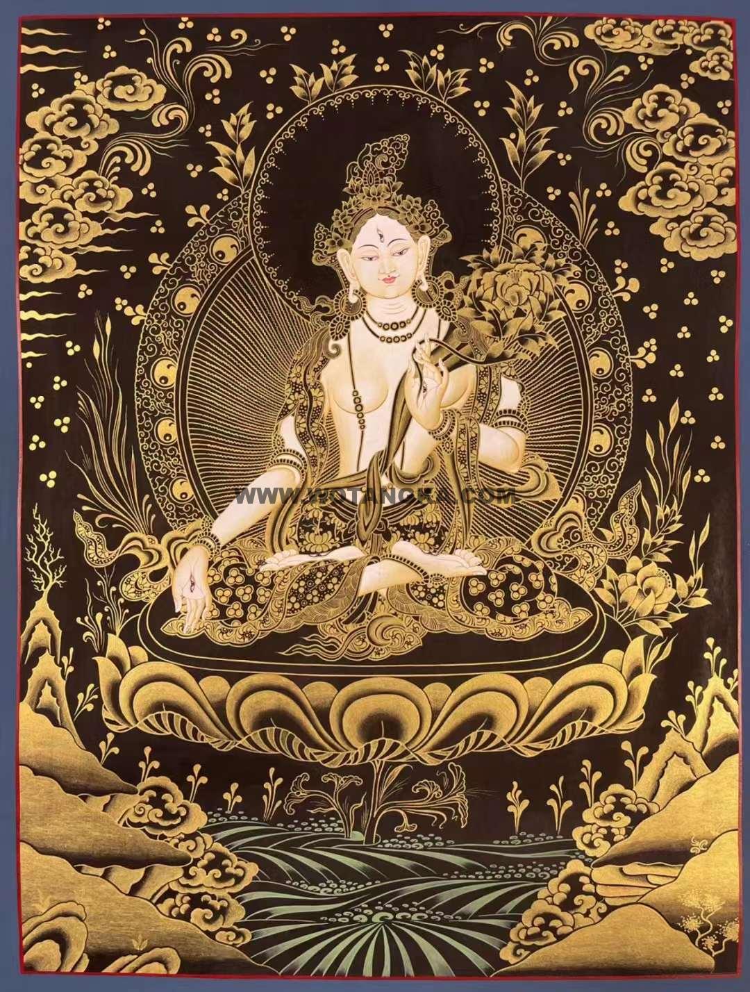编号172-948251:黑金唐卡-白度母(60*45CM左右)
