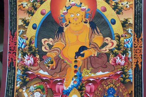 编号173-103007：彩绘唐卡-五方财神（90*60CM左右）