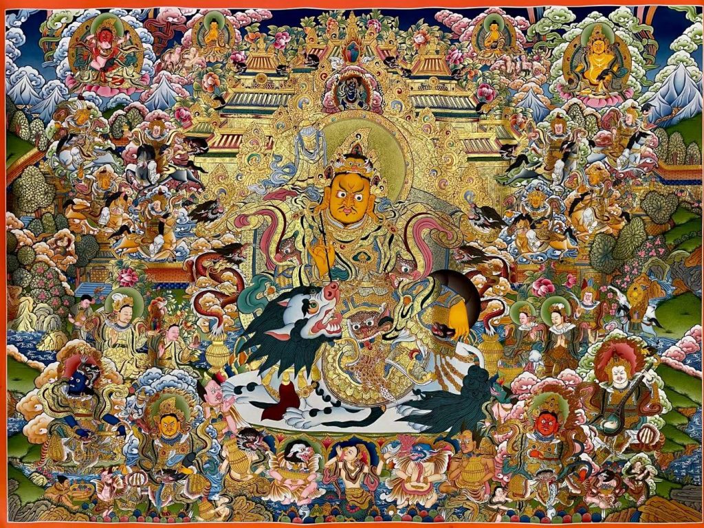 编号173-139320：彩绘唐卡-八马财神（120*160CM左右）