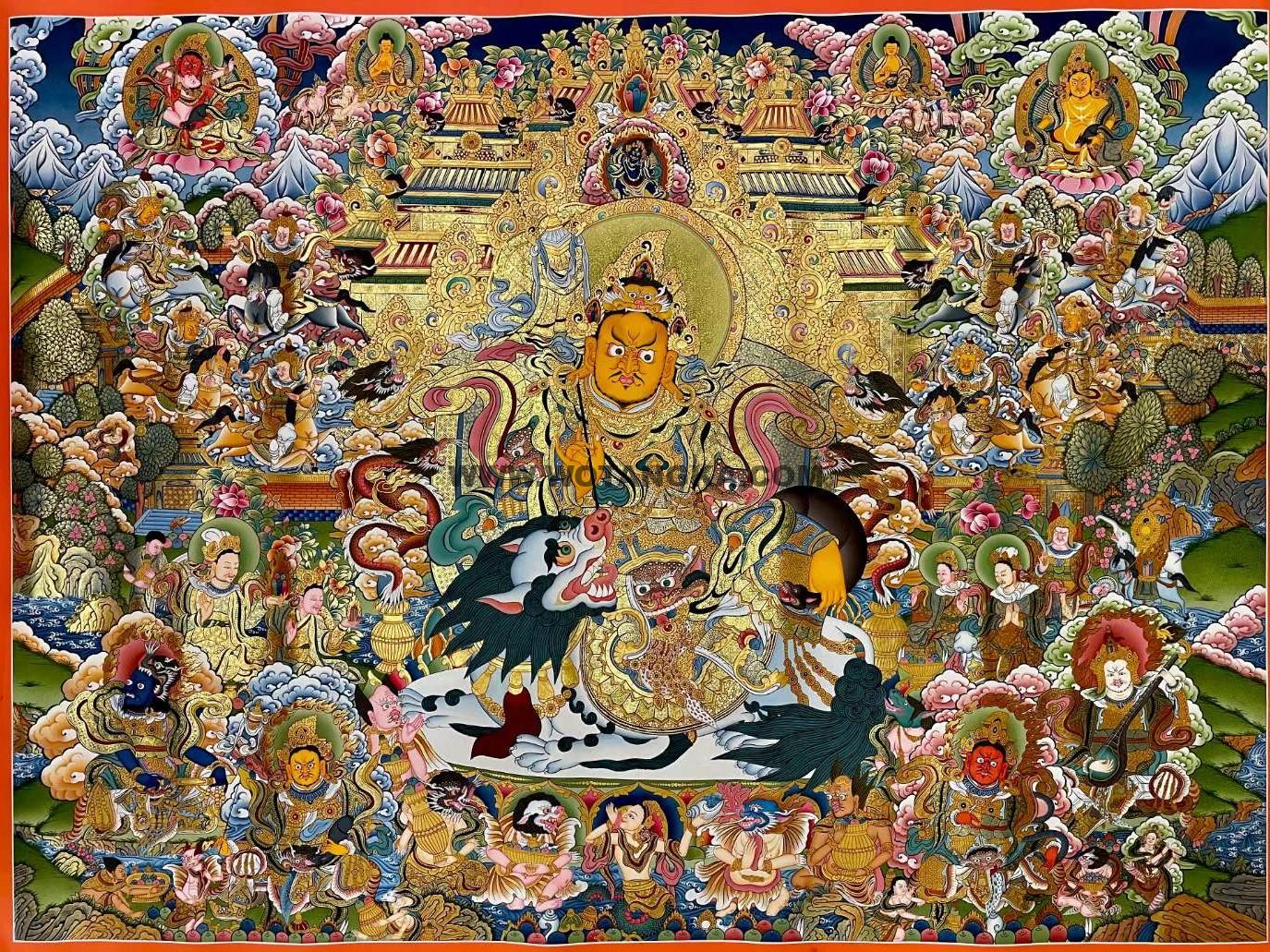 编号173-139320:彩绘唐卡-八马财神(120*160CM左右)