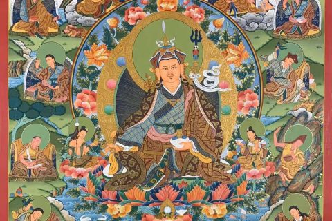 编号173-145889：彩绘唐卡-莲花生大士·莲师二十五心子（75*50CM左右）