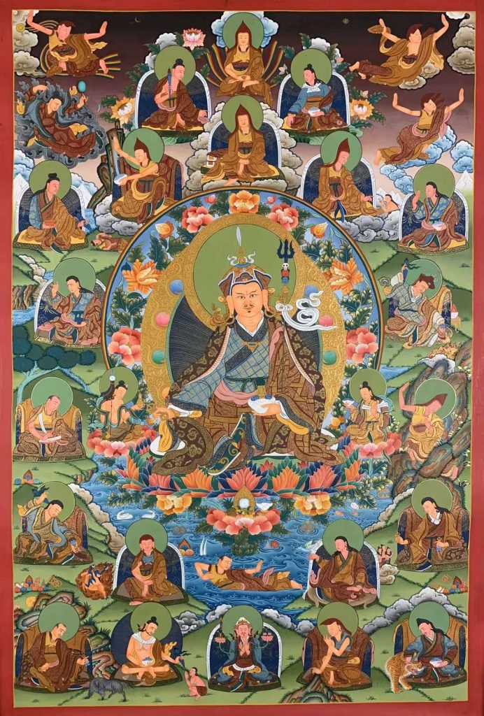 编号173-145889：彩绘唐卡-莲花生大士·莲师二十五心子（75*50CM左右）