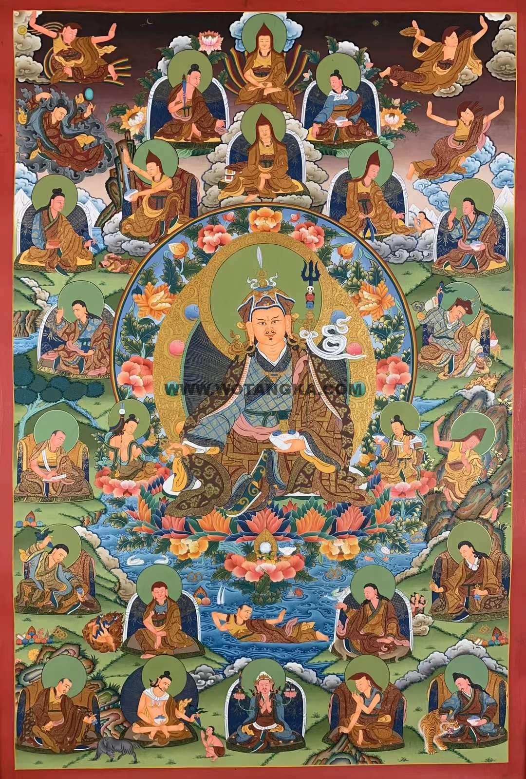 编号173-145889:彩绘唐卡-莲花生大士·莲师二十五心子(75*50CM左右)