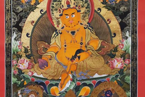 编号173-165436：彩绘唐卡-五方财神（90*60CM左右）