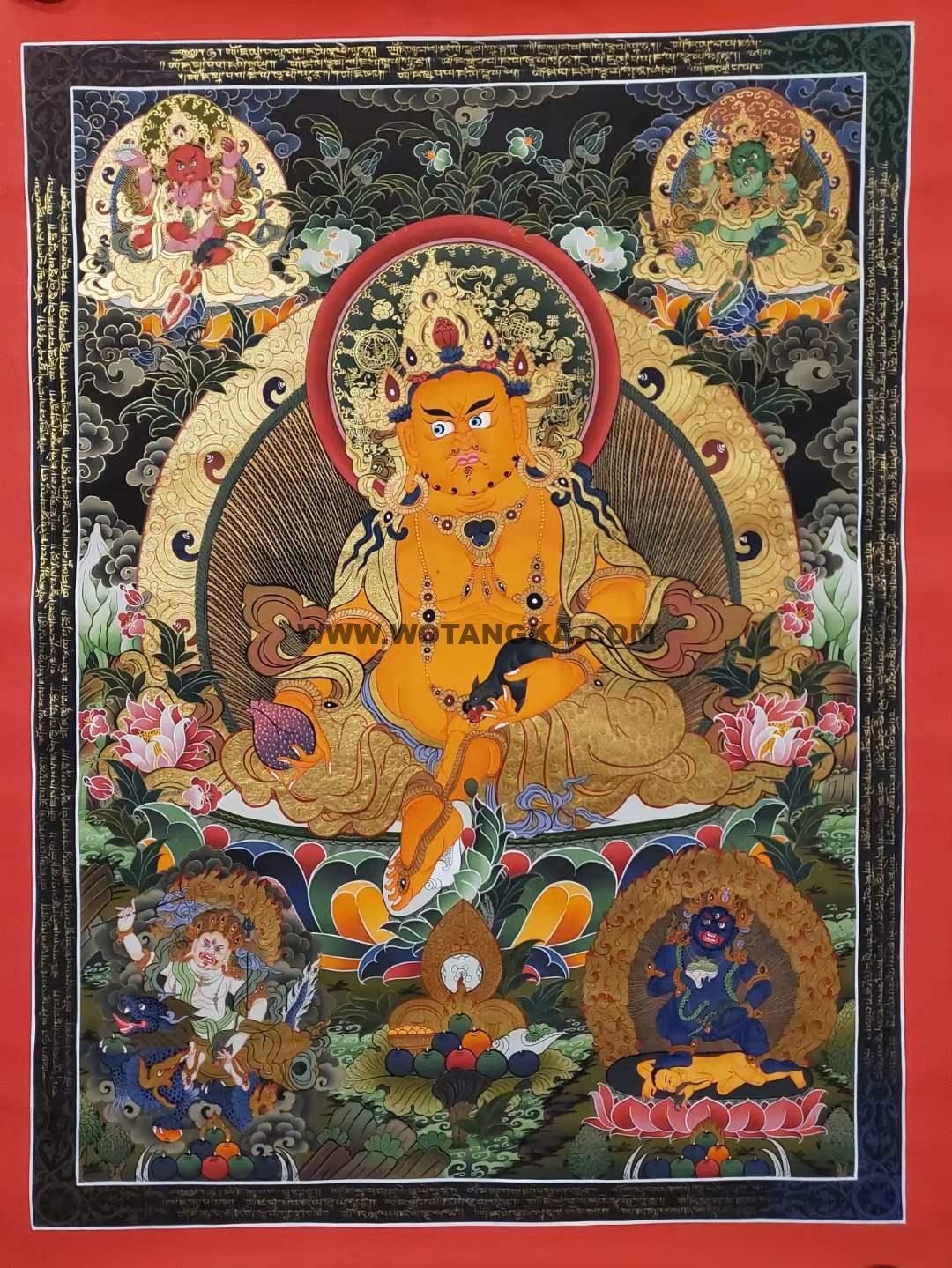 编号173-165436：彩绘唐卡-五方财神（90*60CM左右）
