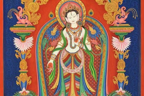 编号173-193728：彩绘唐卡-白度母（60*40CM左右）