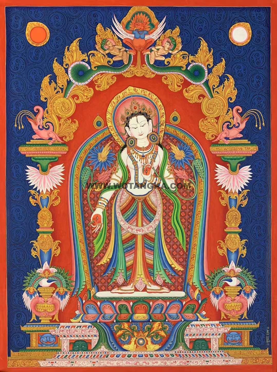 编号173-193728:彩绘唐卡-白度母(60*40CM左右)