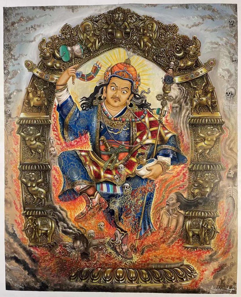编号173-263347：彩绘唐卡-莲花生大士（55*40CM左右）