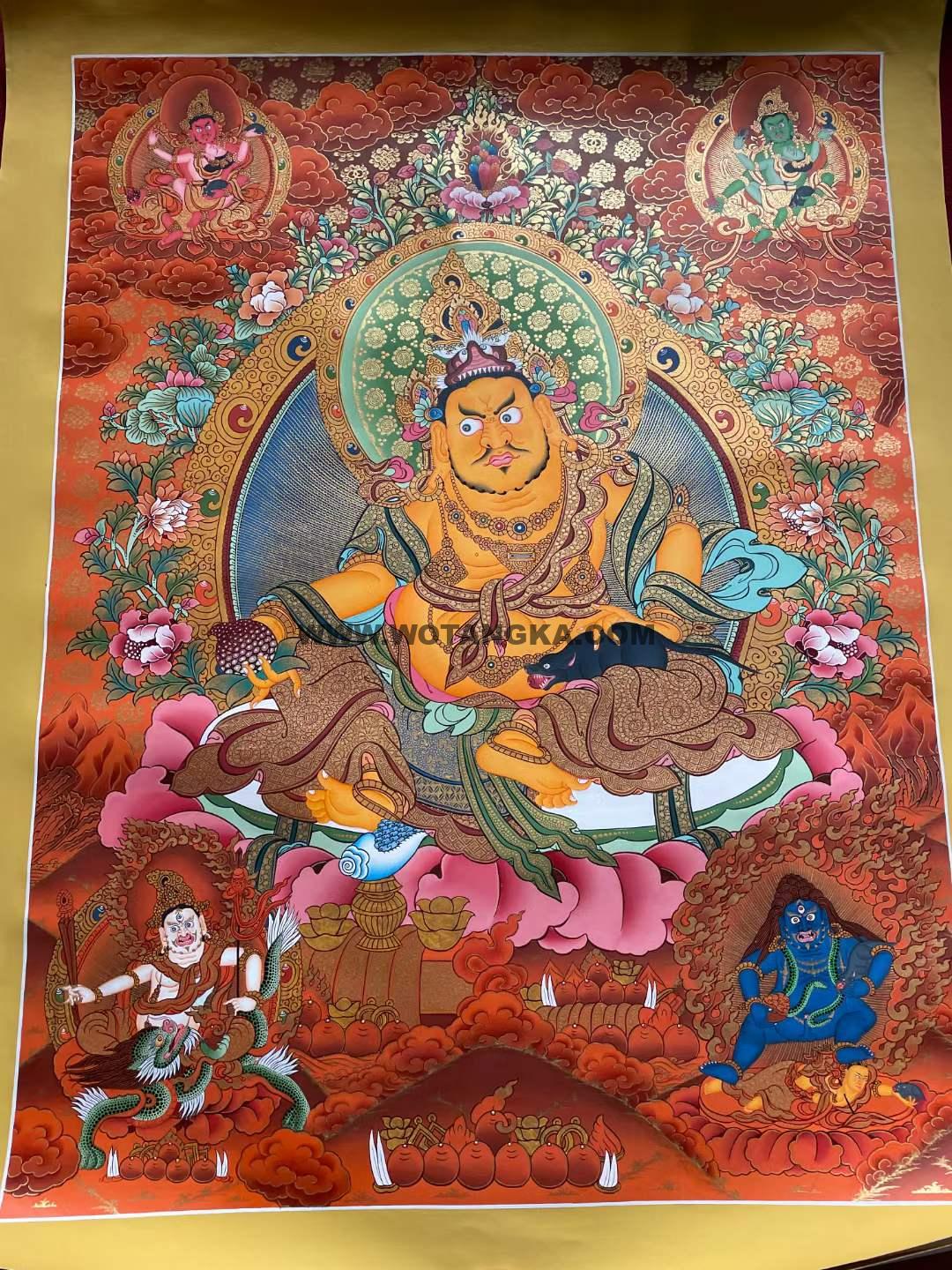 编号173-324125：红金唐卡-五方财神（75*55CM左右）