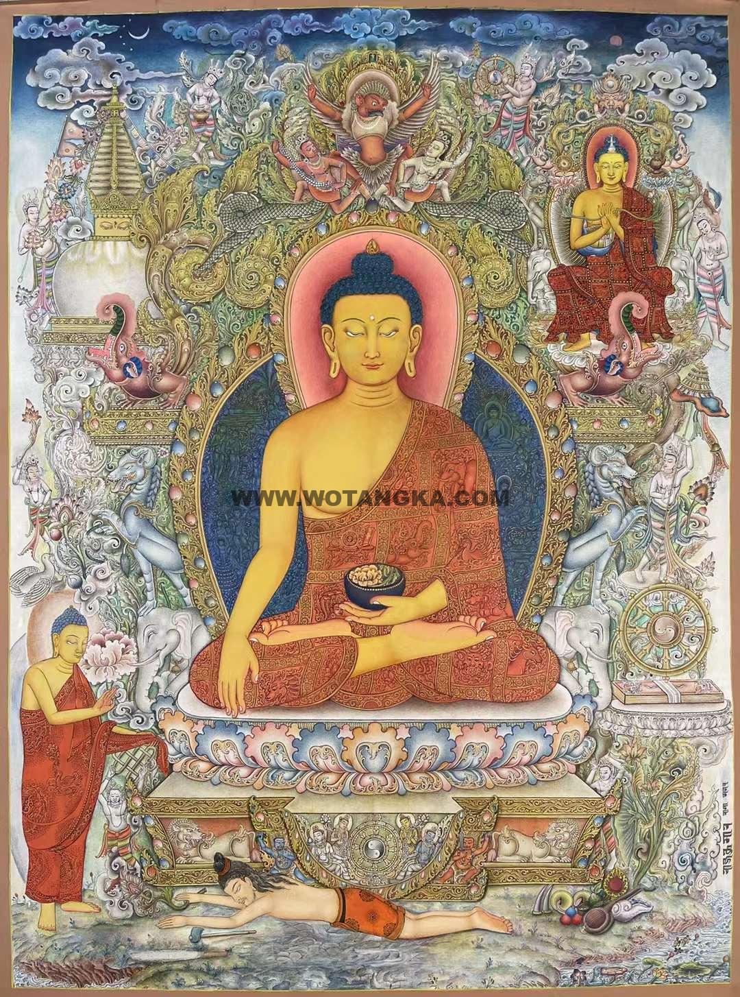 编号173-356800:彩绘唐卡-释迦牟尼佛(60*38CM左右)