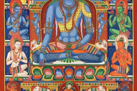 编号173-398012：彩绘唐卡-不动如来（70*50CM左右）