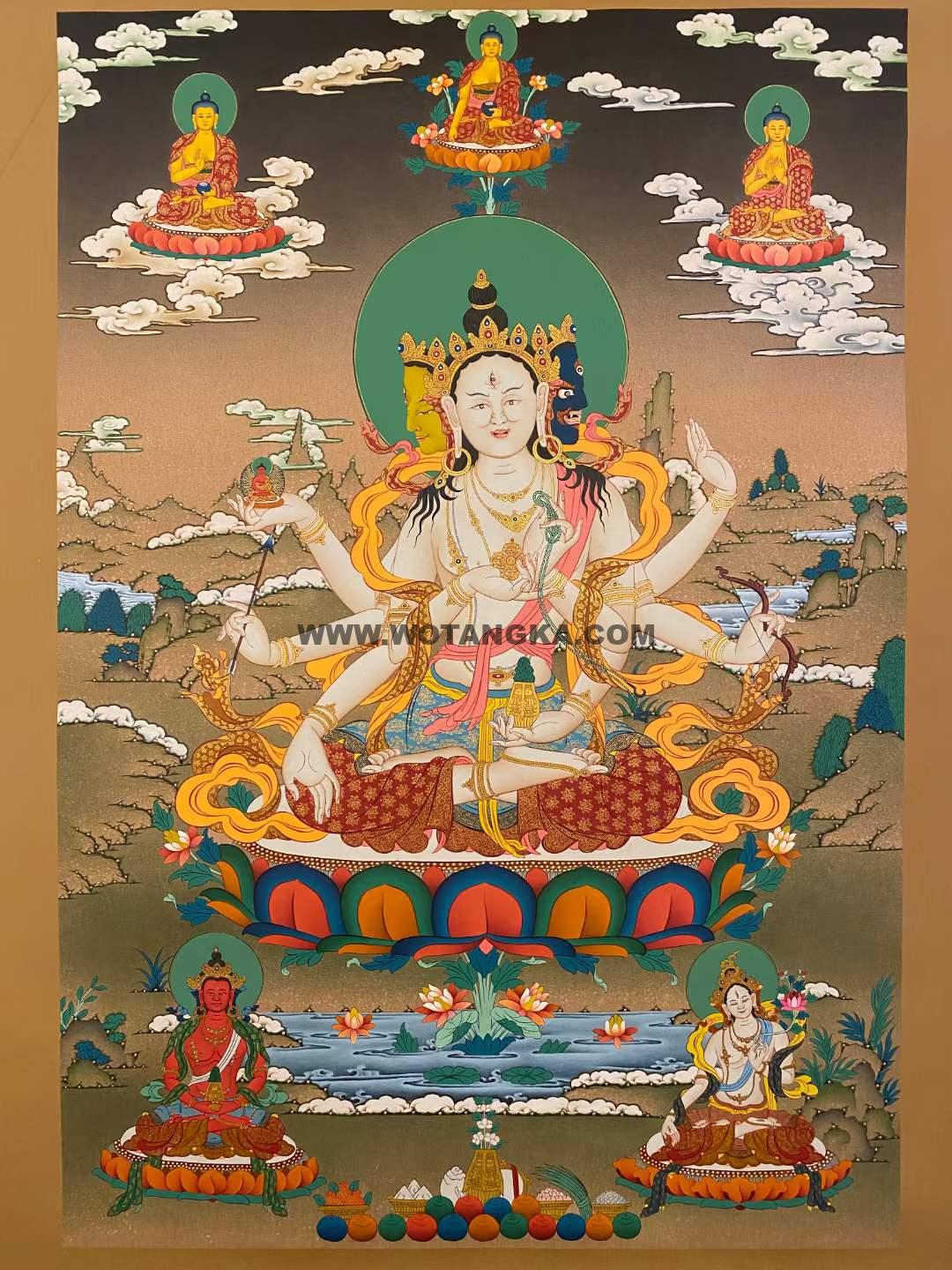 编号173-430099:彩绘唐卡-光明佛母·摩利支天(80*55CM左右)