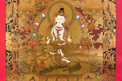 编号173-432258：黄金唐卡-普贤菩萨（80*55CM左右）